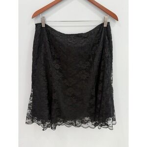 AGB Black Floral Lace A-Line Skirt Size 12 Scalloped Hem Whimsygoth